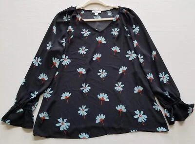 Blusa Bar III Para Mujer Grande L Floral Mangas Largas Cuello en V Popover Primavera Top Foto 1 de 4