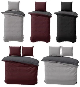 Seersucker Bettwäsche Unifarben Wende Doubleface Sommer Mikrofaser Bettbezüge - Bild 1 von 10