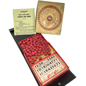 Lowe’s Bingo Travel Set Pocket Size Spinner Cards Wooden Markers Instructions - Picture 1 of 3