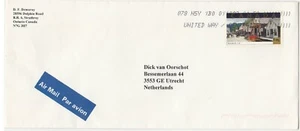 Cubierta Canadá, 2001. Ontario a Utrecht. Correo aéreo - Imagen 1 de 2