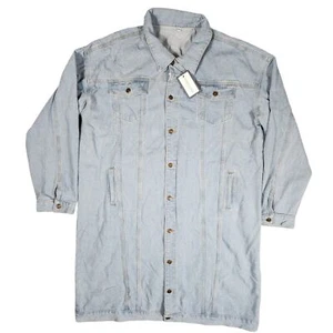 Plus Size Classic Long Jean Jacket Loose Long Sleeve Button Down Womens Size 4XL - Picture 1 of 7