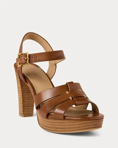 Lauren Ralph Lauren Women's Soffia Ankle Strap Slingback Sandal, Tan Size 5M - Picture 1 of 4