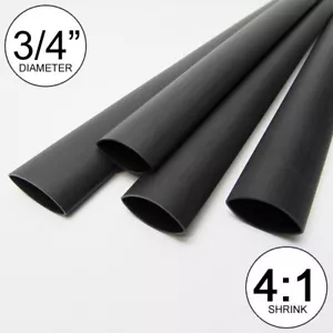 (4 FT) 3/4" Tubo termoretraibile nero 4:1 doppio adesivo parete 0,75 pollici/colla/a 20 mm - Foto 1 di 5