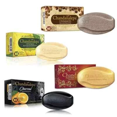 Paquete de 4 tipos de jabón ayurvédico (canela, carbón, limón, ayurvédico) envío gratuito Foto 1 de 4