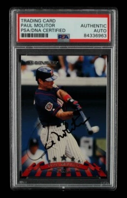 Paul Molitor Signed 1998 Donruss #1 Card Auto PSA A - Image 1 of 2
