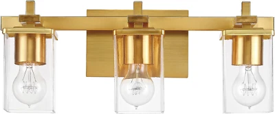 Электрический светильник для туалетного столика 65564 Dakota 3 лампы, матовая латунь, стеклянные абажуры - Изображение 1 из 4
