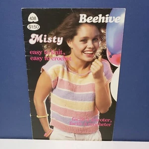 PATONS BEEHIVE MISTY Sweaters 7 Knitting Patterns Beehive #438 1982 - Picture 1 of 6