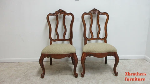 Pair Chairs Ethan Allen Tuscany Pretzel Back Dining Room Side Newport French W Cover