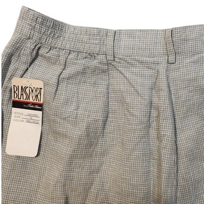 NEW Vintage Blassport Size 18 $95 Yellow Gray Plaid Pleated Shorts Preppy - Image 1 of 4