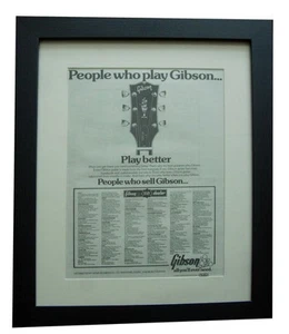 GIBSON GUITARS+POSTER+AD+CLASSIC FRAMED RARE ORIGINAL 1976+EXPRESS WORLD SHIP - Imagen 1 de 7