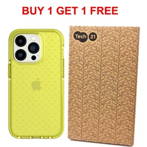 Tech21 Case For iPhone 14 Pro Evo Check Shockproof Cover Yellow BUY 1 GET 1 FREE - Picture 1 of 9