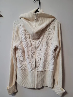 Cárdigan Suéter Chaqueta Cache De Colección Cremallera Completa Mezcla de Lana Imitación Piel Lentejuelas Doradas XL  Foto 1 de 4