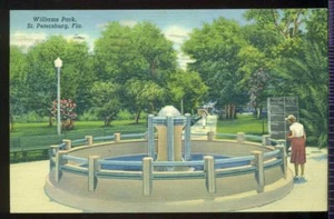 WILLIAMS PARK ST PETERSBURG Fountain View FLORIDA VINTAGE 1943 POSTCARD - Bild 1 von 1