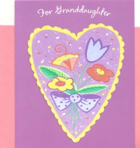 Happy Valentine's Day Granddaughter Flower Heart Floral Hallmark Greeting Card - Picture 1 of 3