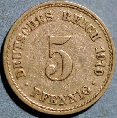 Germany Empire 5 Pfennig 1910 A KM# 11 - Image 1 of 2