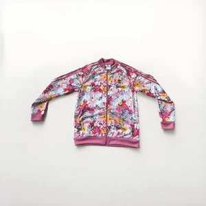 Adidas Girls HER Studio London Pink Hazy Rose Floral Full Zip Track Jacket Sz L - Picture 1 of 6