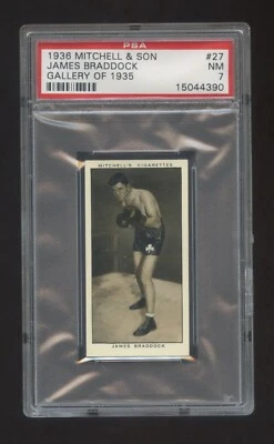 PSA 7 JAMES BRADDOCK 1936 MITCHELL & SON GALLERY OF 1935 ROOKIE HOF 50-50 CENTER - Image 1 of 2