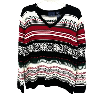 Crazy Horse Liz Claiborne Vintage Women's V Neck Christmas Winter Sweater Large - Image 1 of 4