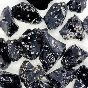 Copo de nieve obsidiana - 1/2 lb crudo negro obsidiana vidrio volcánico piedra de cristal - Imagen 1 de 5