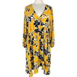 NWT Beauticurve X Lane Bryant Sz 18/20 Midi Dress V-Neckline Blouson Slv Floral - Picture 1 of 10