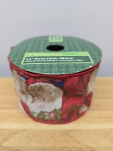 2.5" Wired Fabric Christmas Ribbon Roll Holiday Wrapping & Craft Ribbon - Picture 1 of 5