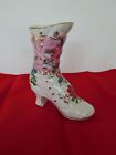 PORCELAIN HAND PAINTED FLORAL BOOT/ SHOE TRIMMED 10KT GOLD FORMALITIES
