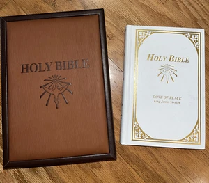 Holy Bible Dove Of Peace (King James Version) With Wood Box Tabletop - Picture 1 of 12
