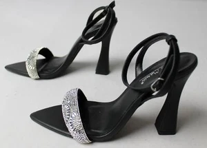Anne Michelle Womens Beloved Heeled Ankle Strap Sandals JL3 Black Size US:9 UK:7 - Picture 1 of 7
