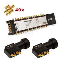 SAT Verteiler PXMS 9/32 Multiswitch Multischalter mit 2xLNB Quattro 0,1dB HD/