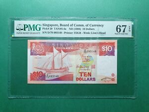 1988 SINGAPORE BOARD OF COMM $10 P# 20 PMG 67 EPQ SUPERB GEM UNC
