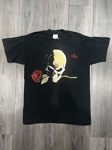Vintage Alchemy Battle-dress T Shirt Black Skull And Rose Size M
