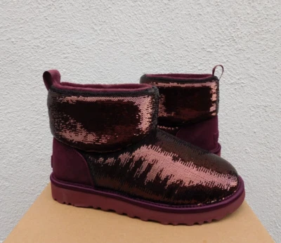 UGG UVA CLÁSICO MINI ESPEJO BOLA LENTEJUELAS BOTINES, MUJER US 8/ EUR 39 ~NUEVO EN CAJA Foto 1 de 4