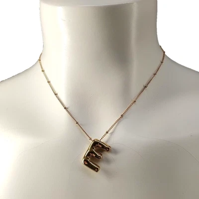 Collar Colgante Letra E Chapado en Oro Chapado en Latón Cadena 16-18" Foto 1 de 4