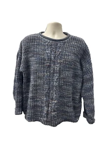 Vintage Basic Editions Size Large Gray Sweater Cable Knit Cotton Blend USA MADE - Picture 1 of 7