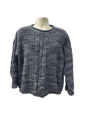 Vintage Basic Editions Size Large Gray Sweater Cable Knit Cotton Blend USA MADE - Image 1 of 4