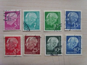 FRG stamps Heuss lumogen 8 values completely stamped - Picture 1 of 2