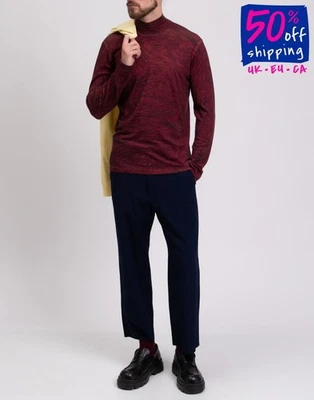 RRP €420 EMPORIO ARMANI Cashmere & Wool Jumper Size XXL Red High Neck - Image 1 of 4