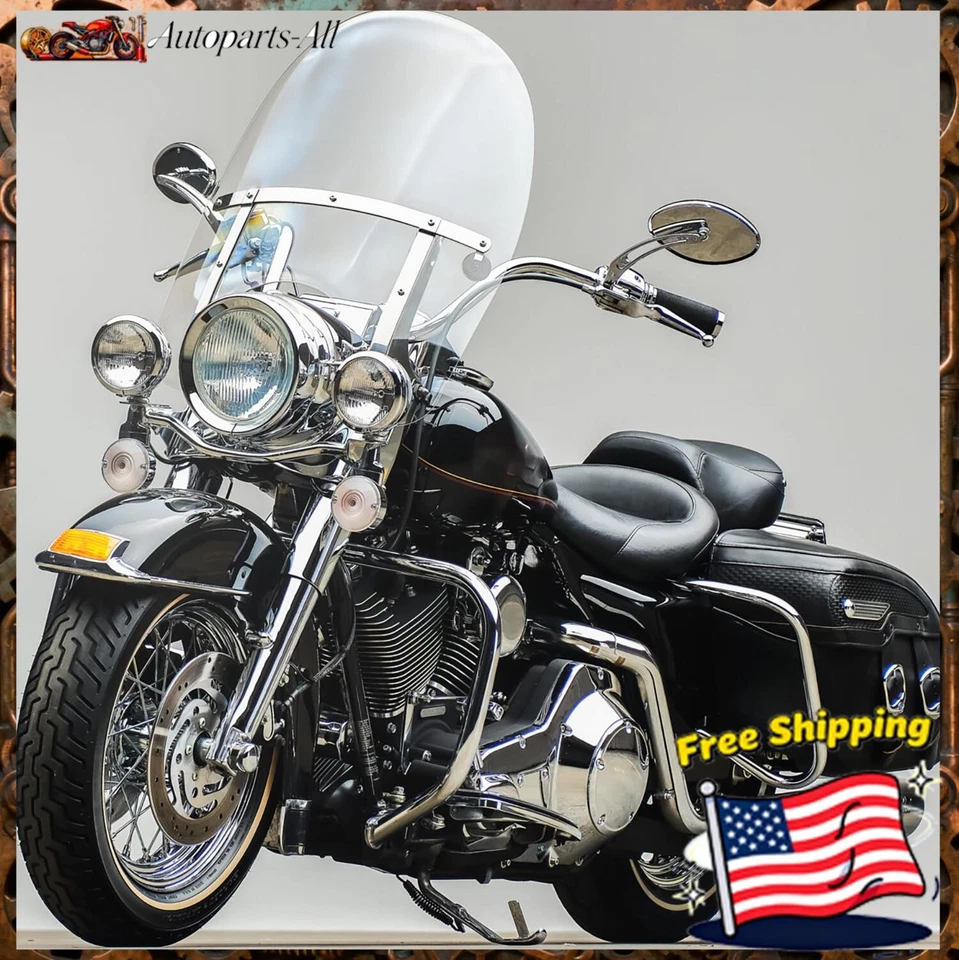 Parabrisas transparente con soporte desmontable para Harley Touring Road King 1994-2024 Foto 1 de 4