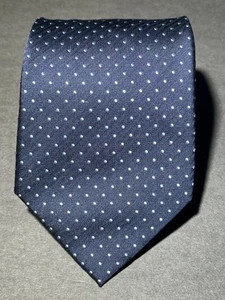 George Mens Navy Blue Light Blue Silk Polka Dot Necktie Pre-owned - Picture 1 of 7