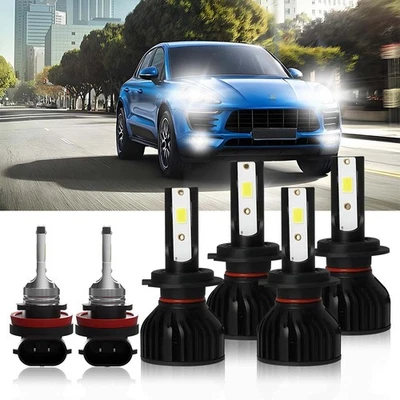 适用于保时捷 Macan 2015 - 2016 LED 车头灯高低光束 + 雾灯灯泡 6000K — 第 1/4 张图片