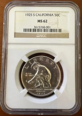 Medio dólar conmemorativo de California 1925-S NGC MS 62 Foto 1 de 2