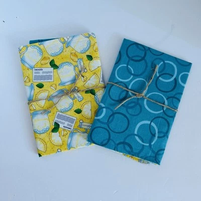 Set of 2 Handmade 100% Cotton Reversible Double Sided Napkins Lemonade Circle - Image 1 of 4