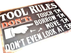 Werkzeugregeln Metallschilder Blech Vintage Café Pub Bar Garage Mann Werkstatt Motorrad - Bild 1 von 1