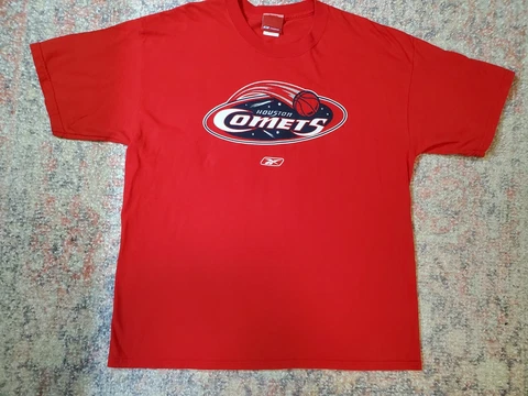 VTG Reebok WNBA Houston Comets Red T-Shirt-Size Adult Large-GUC Cover