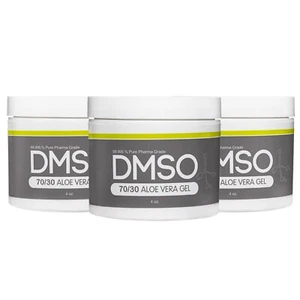 DMSO 70/30 Gel 4 oz. 3 pack Jar w/ Aloe Vera 99.995% Dimethyl Sulfoxide - Picture 1 of 7