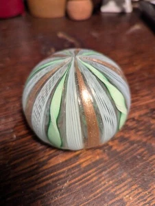 MURANO GLASS VINTAGE MILLEFIORI  PAPERWEIGHT SWIRLS 3 1/4" DIAM HOLLOW, BLOWN. - Picture 1 of 4