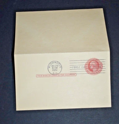 1908 - U.S. Postcard 2 Cent G. Washington w/M. Washington Reply Card - 1951 FDC - Image 1 of 4