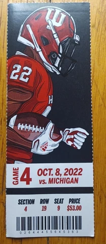 2022 Indiana Hoosiers vs Michigan Wolverines Football Ticket Stub Cover