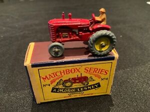 Matchbox Moko Lesney 4 Massey Harris Tractor Boxed Very Rare Yellow Hub Version