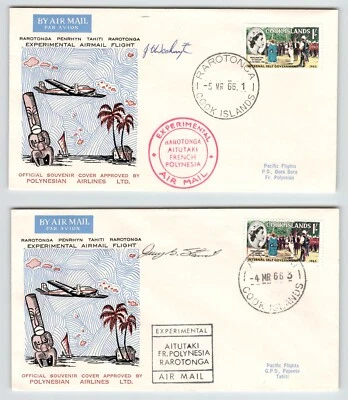 Par de cubiertas experimentales de primer vuelo, Islas Cook, Raratonga, Aitutaki, pilotos Foto 1 de 4